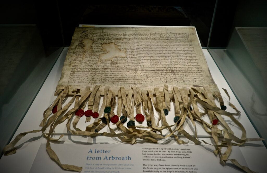 Copy of Declaration of Arbroath in Arbroath Abbey