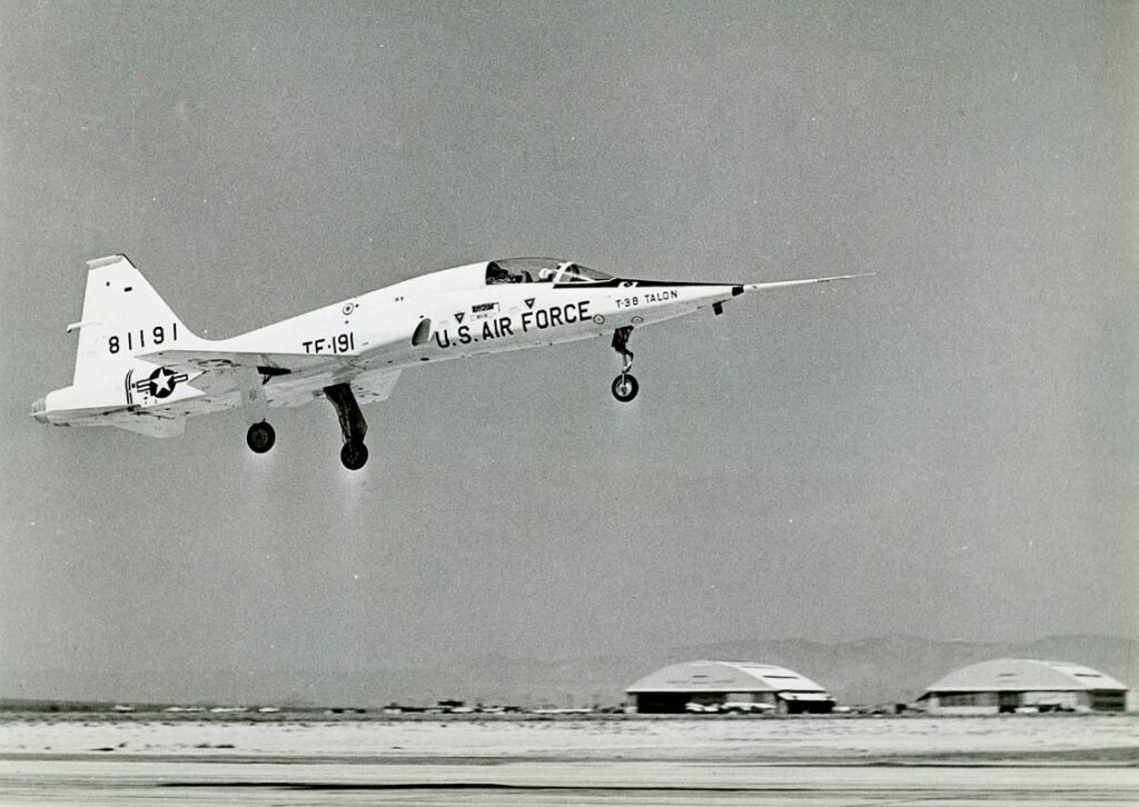 Northrop YT 38 05 NO 58 1191 first flight at Edwards AFB 10 April 19671